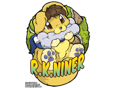 Plush nom badge by OokamiKemono
